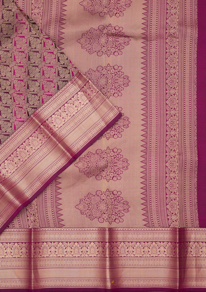 Rani Pink Zariwork (Gold) Pure Silk Saree