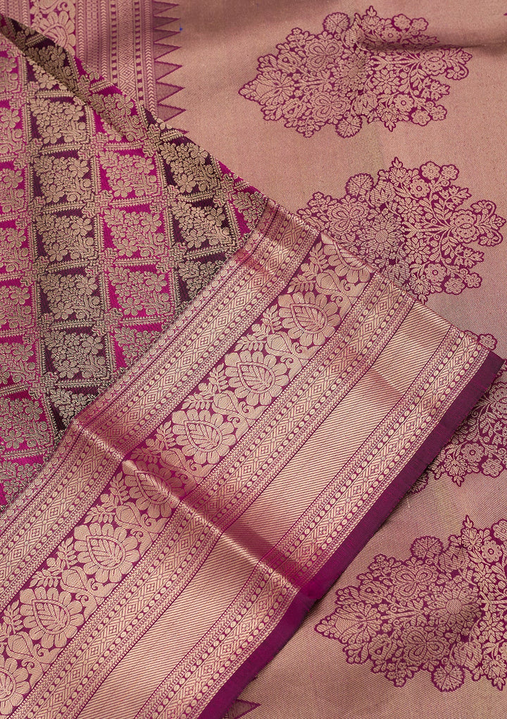 Rani Pink Zariwork (Gold) Pure Silk Saree