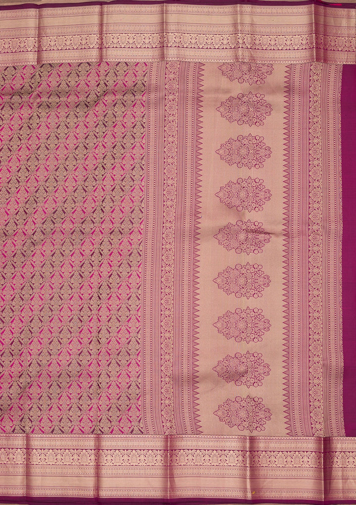 Rani Pink Zariwork (Gold) Pure Silk Saree