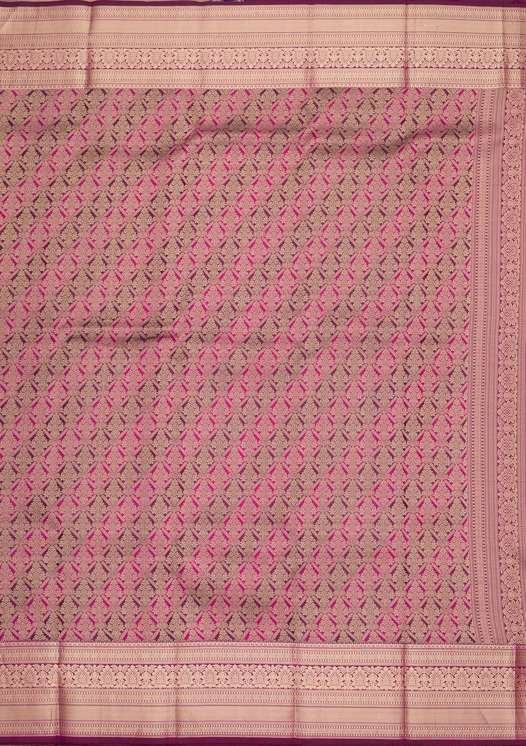 Rani Pink Zariwork (Gold) Pure Silk Saree