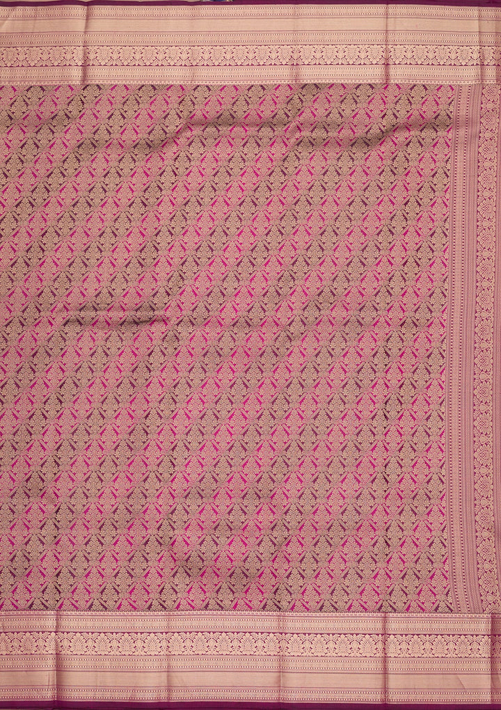 Rani Pink Zariwork (Gold) Pure Silk Saree