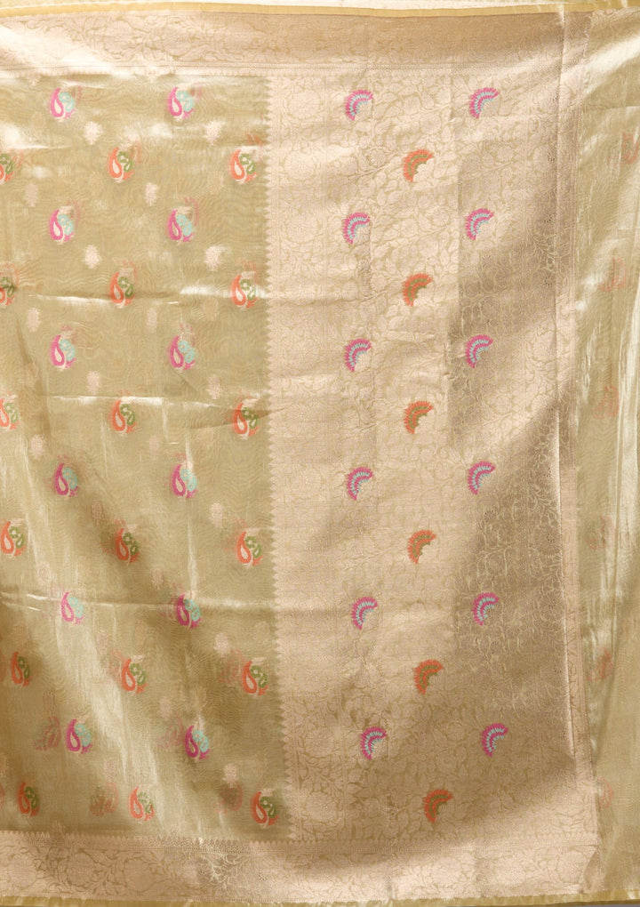 Gold Zariwork Tissue Saree-Koskii