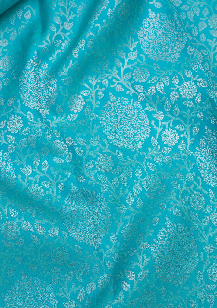 Turquoise Blue Zariwork Pure Silk Saree-koskii