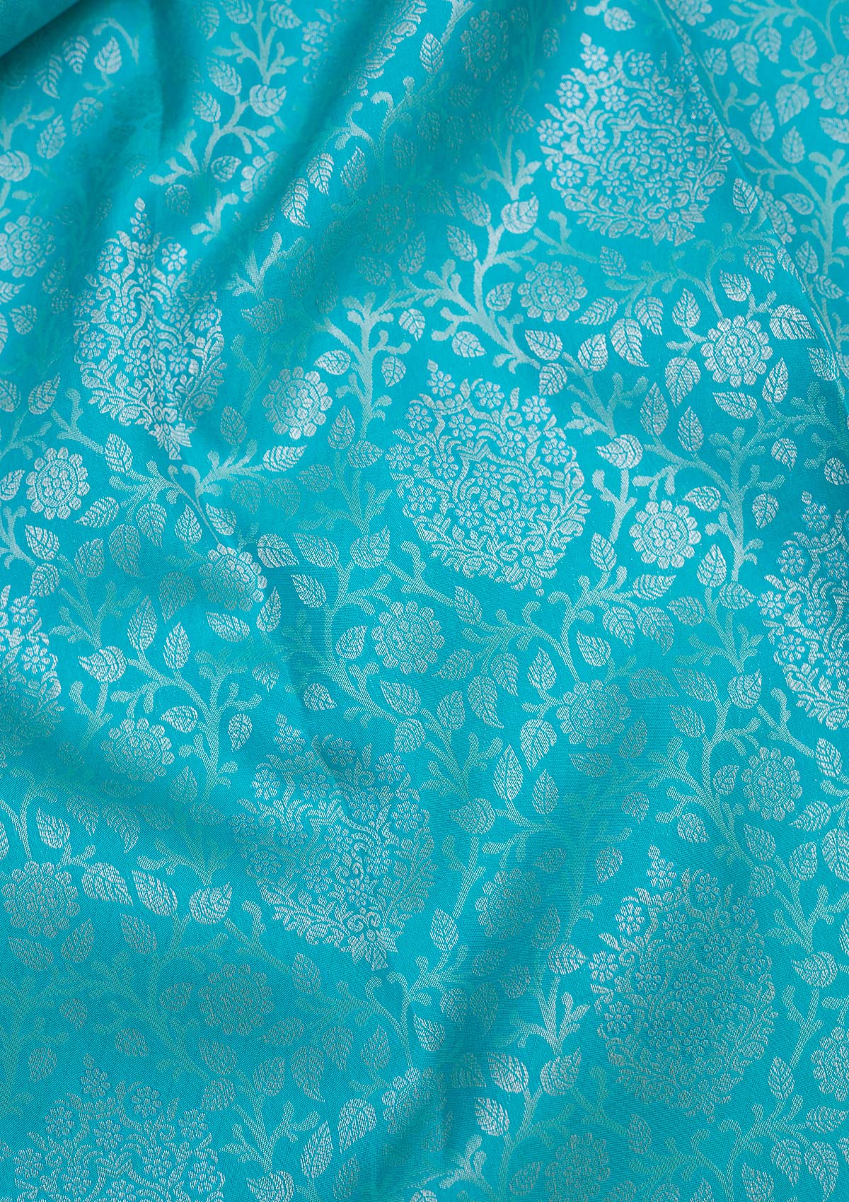 Turquoise Blue Zariwork Pure Silk Saree-koskii