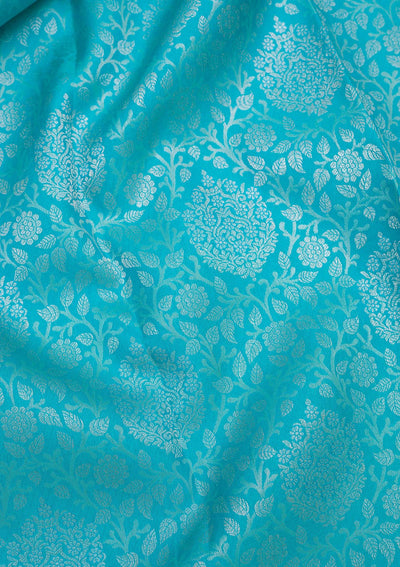 Turquoise Blue Zariwork Pure Silk Saree-koskii