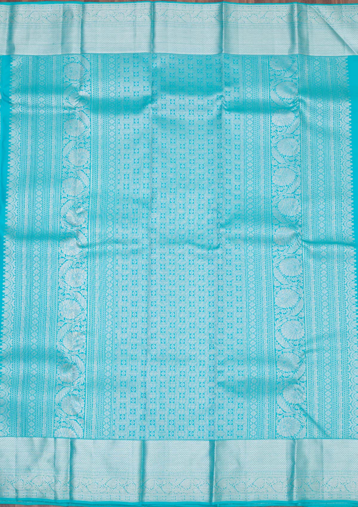 Turquoise Blue Zariwork Pure Silk Saree-koskii