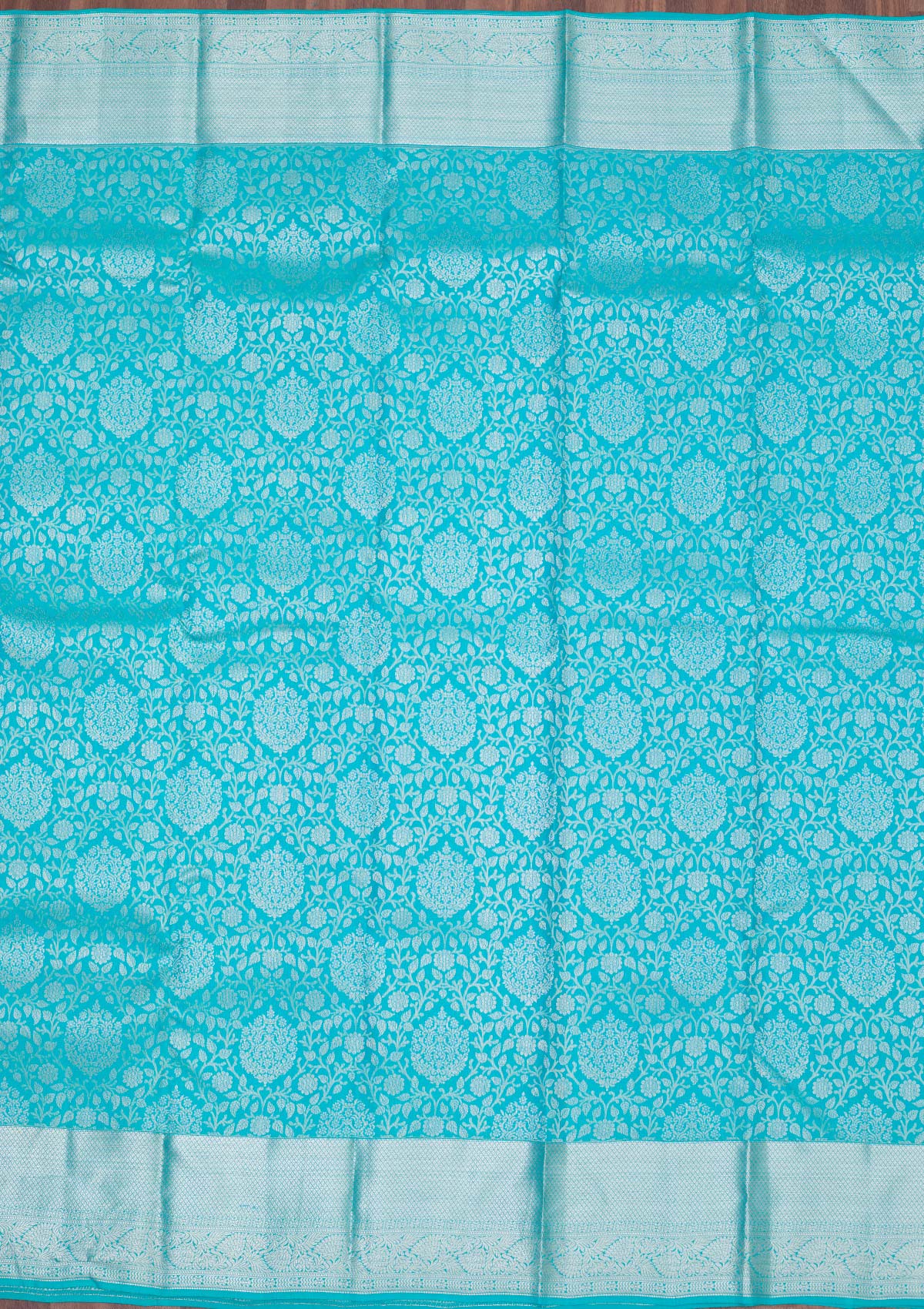 Turquoise Blue Zariwork Pure Silk Saree-koskii