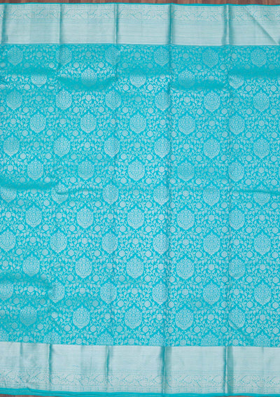 Turquoise Blue Zariwork Pure Silk Saree-koskii
