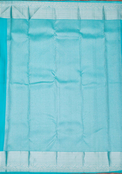 Turquoise Blue Zariwork Pure Silk Saree-koskii