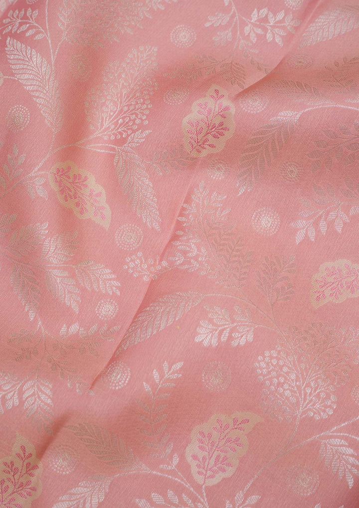 Peach Zariwork Pure Silk Saree-koskii