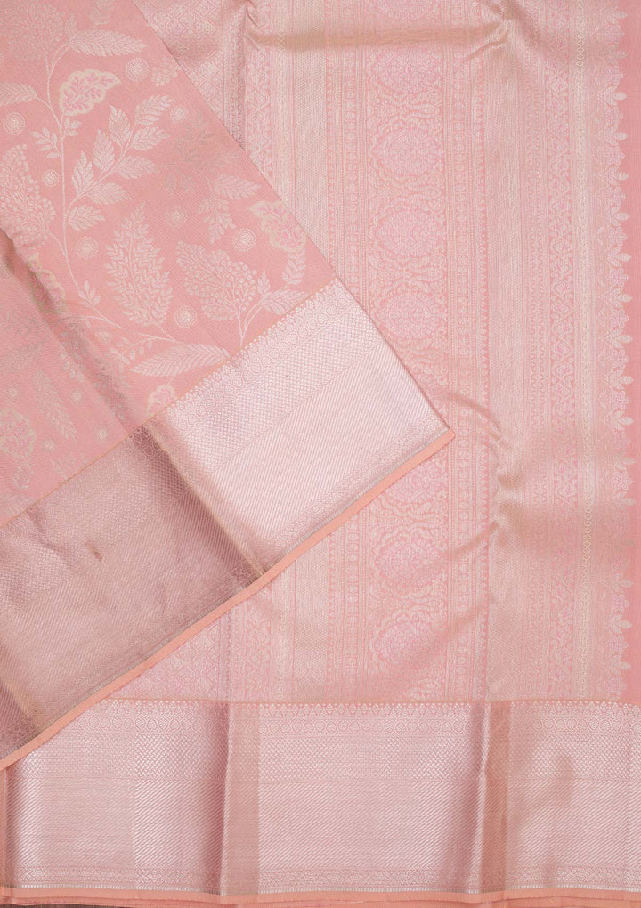Peach Zariwork Pure Silk Saree-koskii