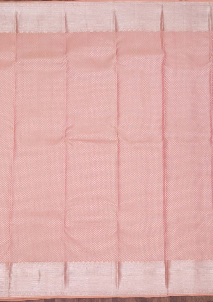 Peach Zariwork Pure Silk Saree-koskii