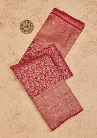 Maroon Zariwork Pure Silk Saree-Koskii