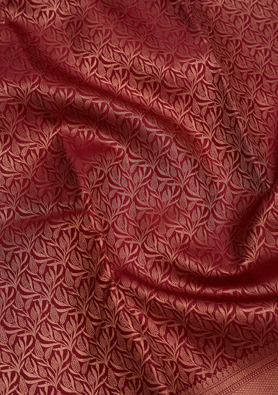 Maroon Zariwork Pure Silk Saree-Koskii