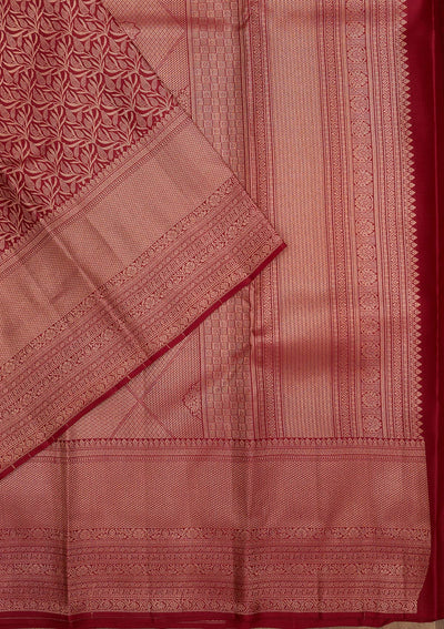 Maroon Zariwork Pure Silk Saree-Koskii