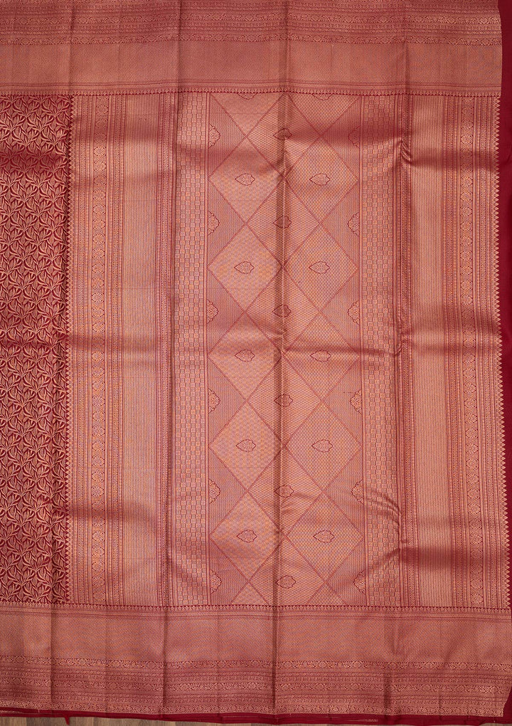 Maroon Zariwork Pure Silk Saree-Koskii