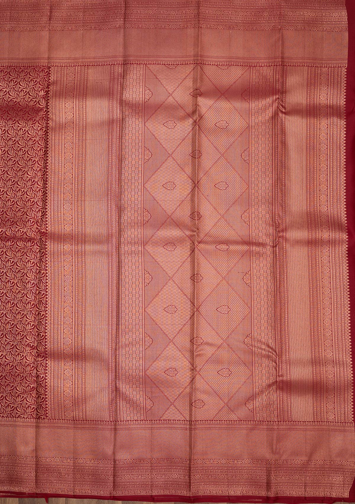 Maroon Zariwork Pure Silk Saree-Koskii