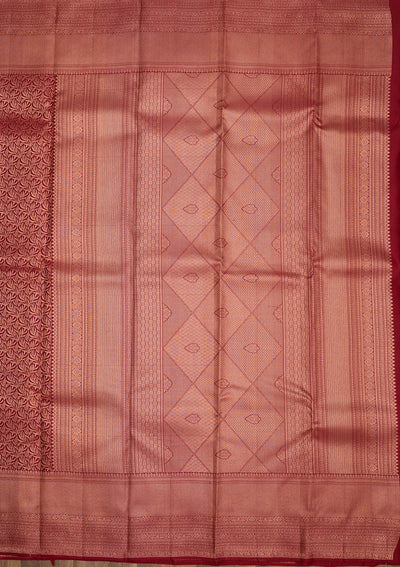 Maroon Zariwork Pure Silk Saree-Koskii