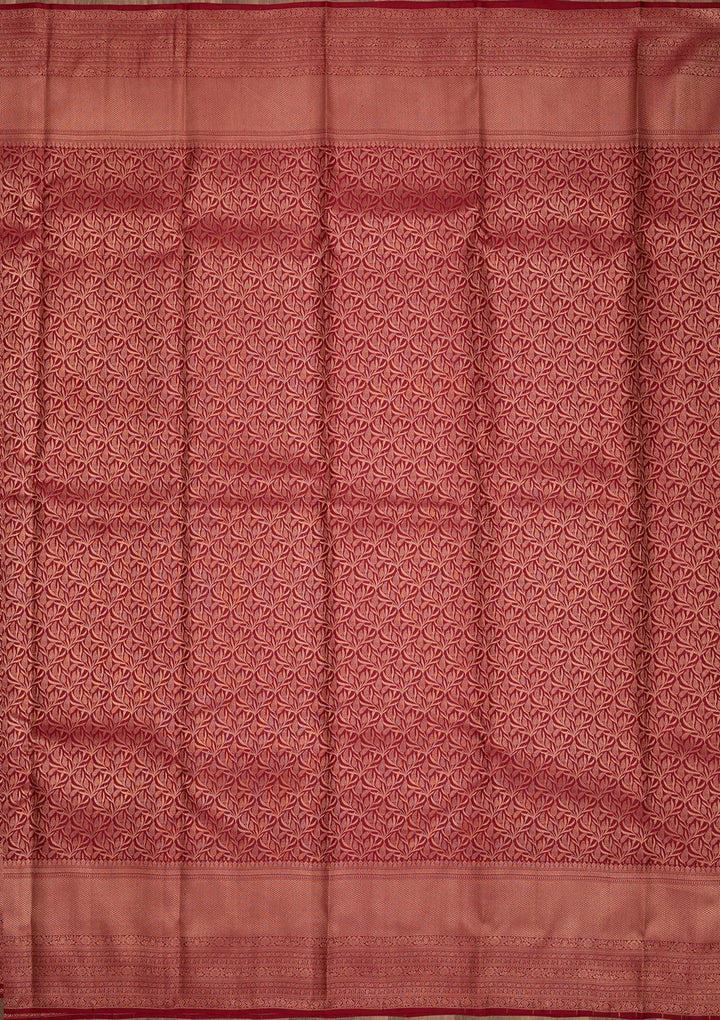 Maroon Zariwork Pure Silk Saree-Koskii