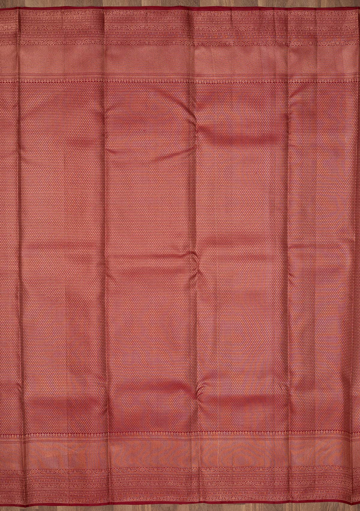 Maroon Zariwork Pure Silk Saree-Koskii