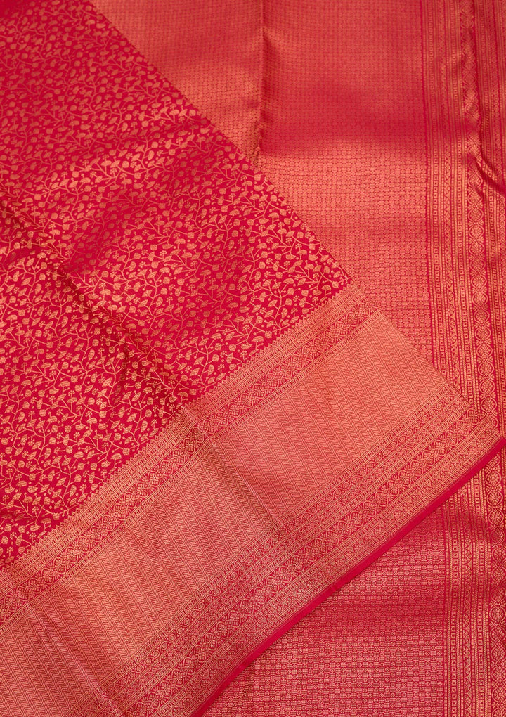 Red Zariwork Pure Silk Saree-Koskii