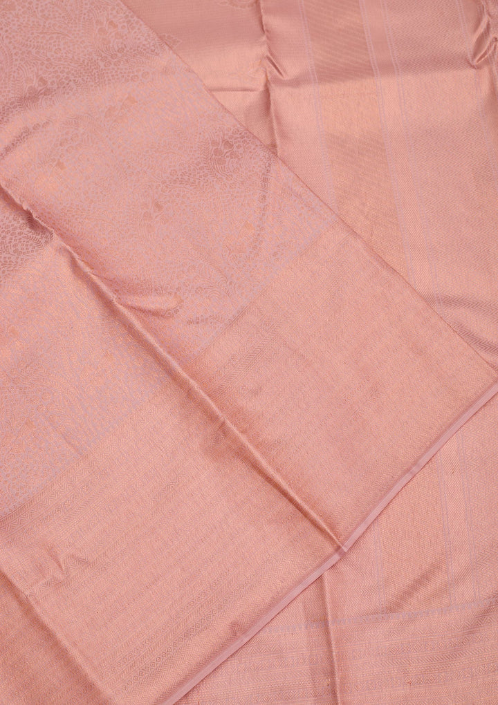 Baby Pink Zariwork Pure Silk Saree-Koskii