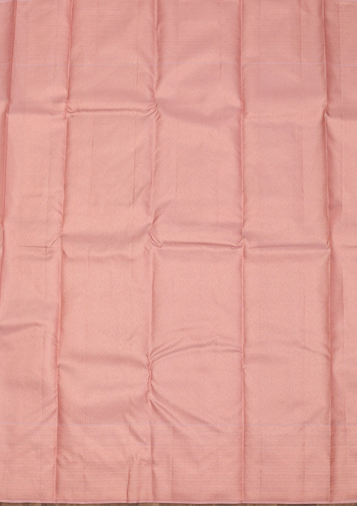 Baby Pink Zariwork Pure Silk Saree-Koskii