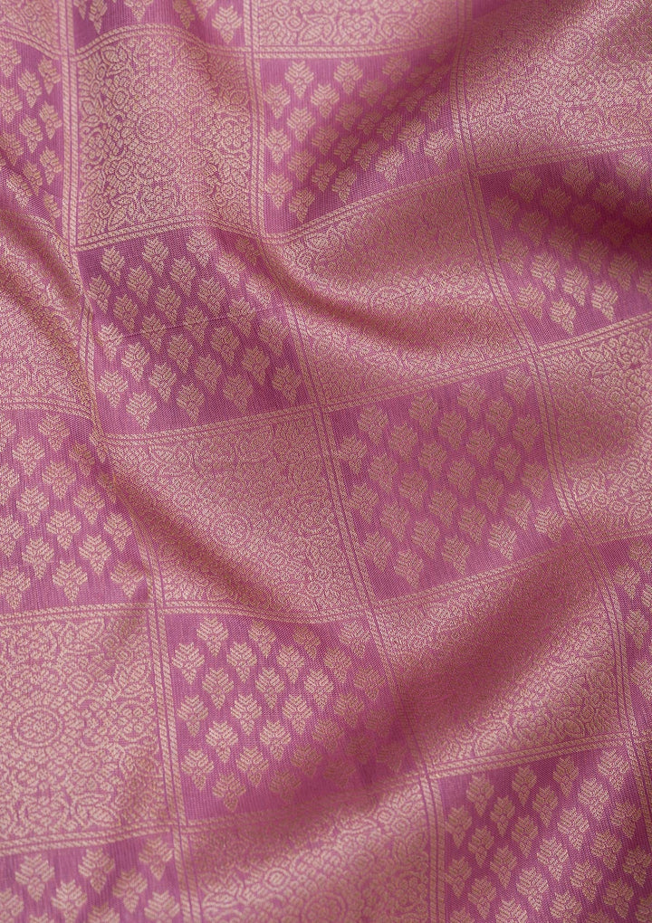 Mauve Zariwork Pure Silk Saree-Koskii