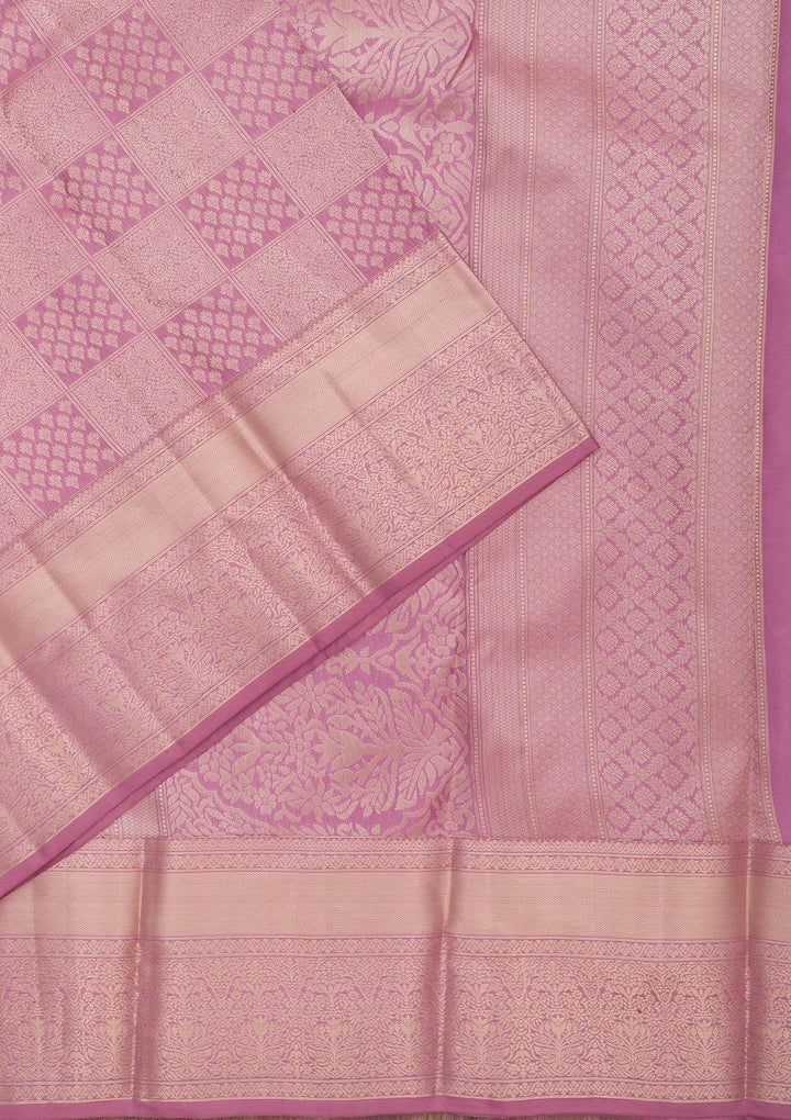 Mauve Zariwork Pure Silk Saree-Koskii