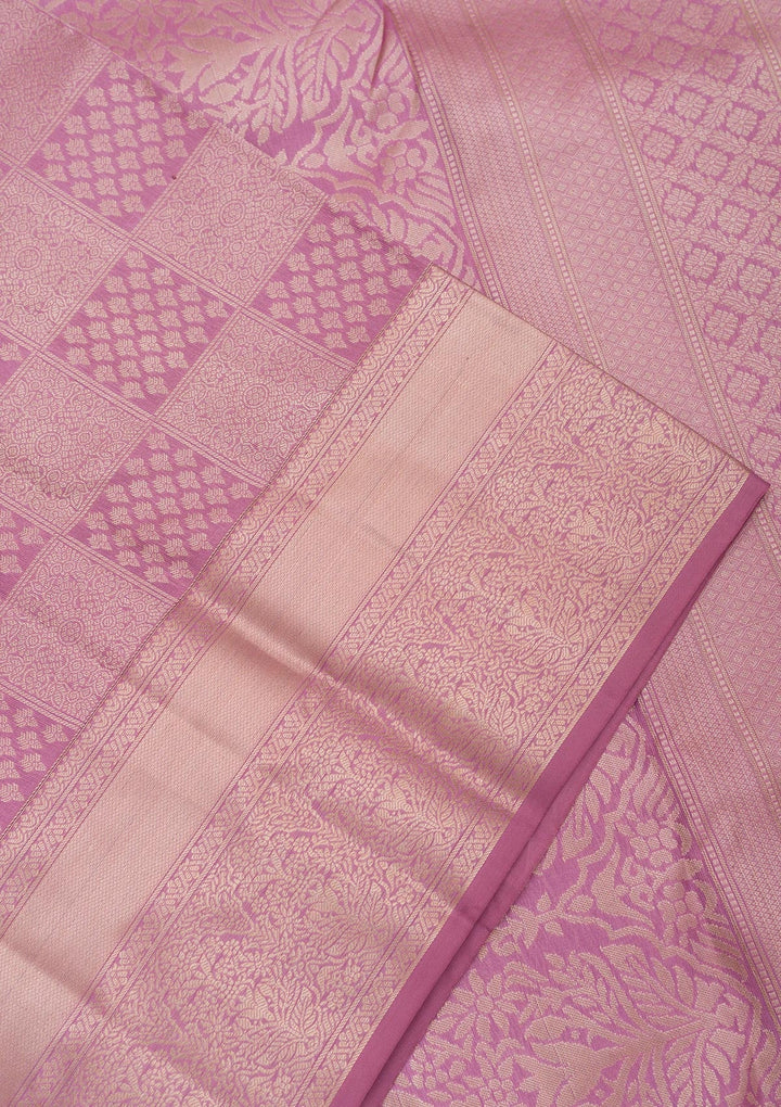 Mauve Zariwork Pure Silk Saree-Koskii