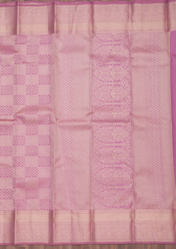 Mauve Zariwork Pure Silk Saree-Koskii