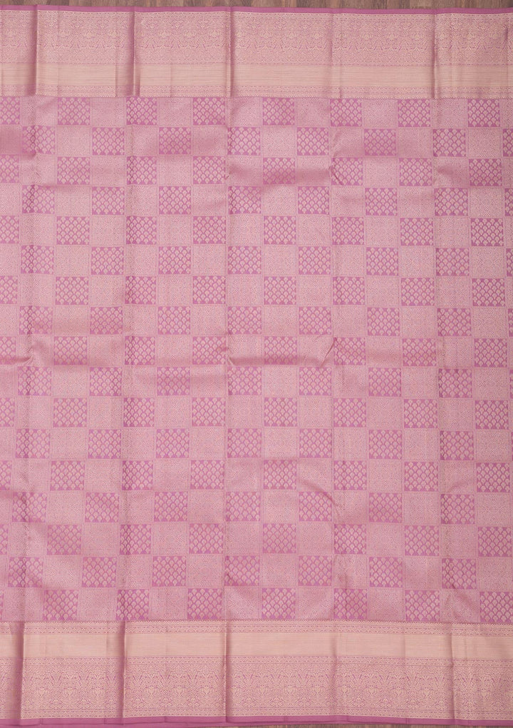 Mauve Zariwork Pure Silk Saree-Koskii