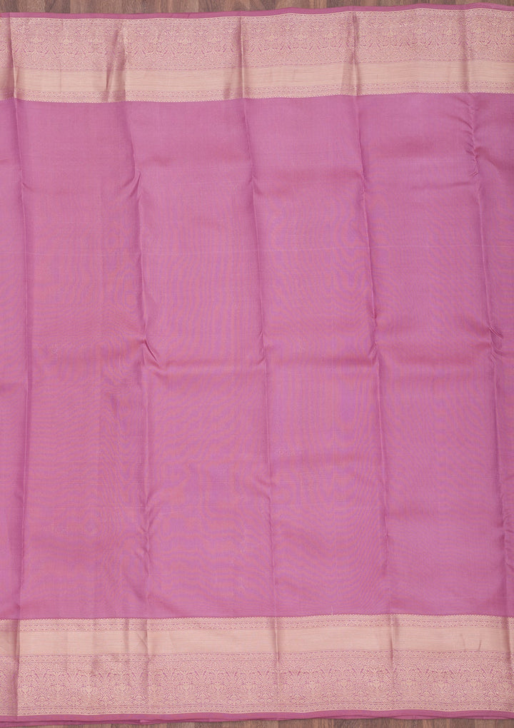 Mauve Zariwork Pure Silk Saree-Koskii