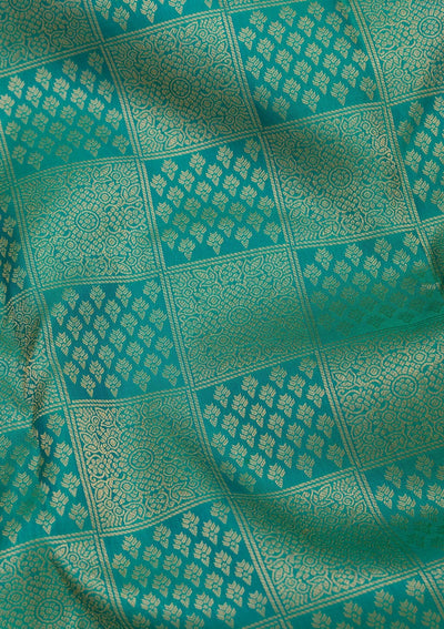 Rama Green Zariwork Pure Silk Saree-Koskii