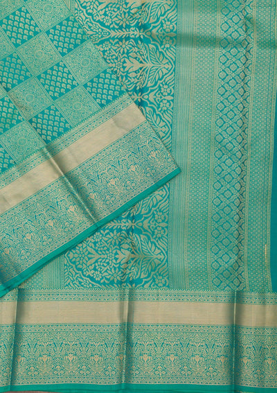 Rama Green Zariwork Pure Silk Saree-Koskii