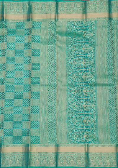 Rama Green Zariwork Pure Silk Saree-Koskii