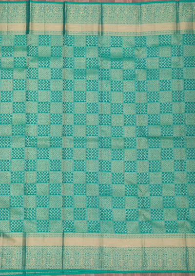 Rama Green Zariwork Pure Silk Saree-Koskii