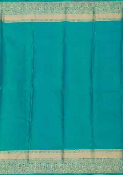 Rama Green Zariwork Pure Silk Saree-Koskii