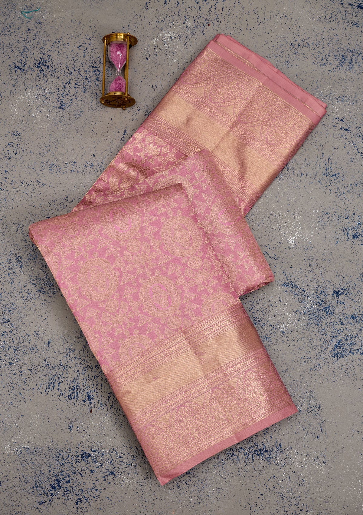 Onion Pink Zariwork Pure Silk Saree-Koskii