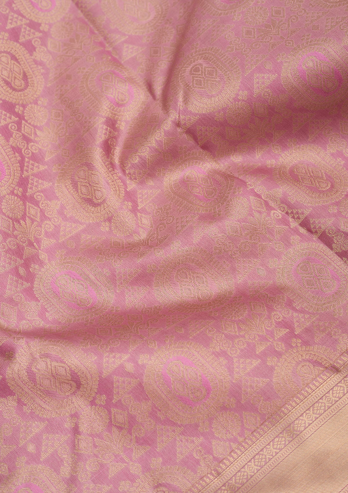 Onion Pink Zariwork Pure Silk Saree-Koskii