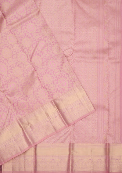 Onion Pink Zariwork Pure Silk Saree-Koskii