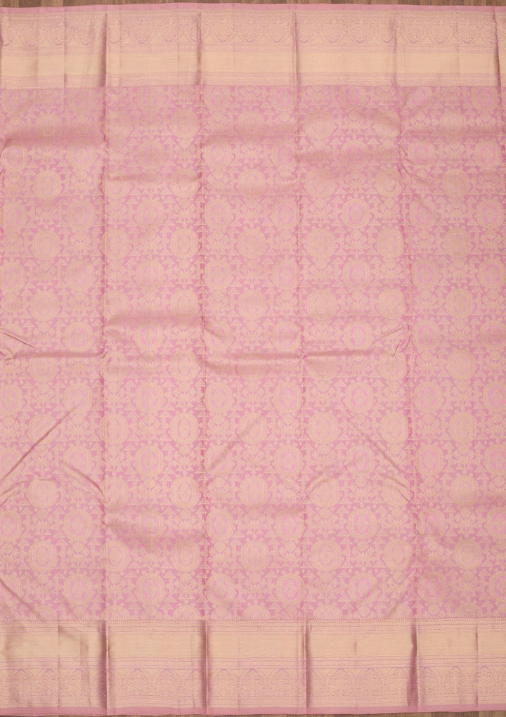 Onion Pink Zariwork Pure Silk Saree-Koskii