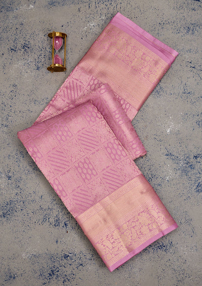 Mauve Zariwork Pure Silk Saree-Koskii