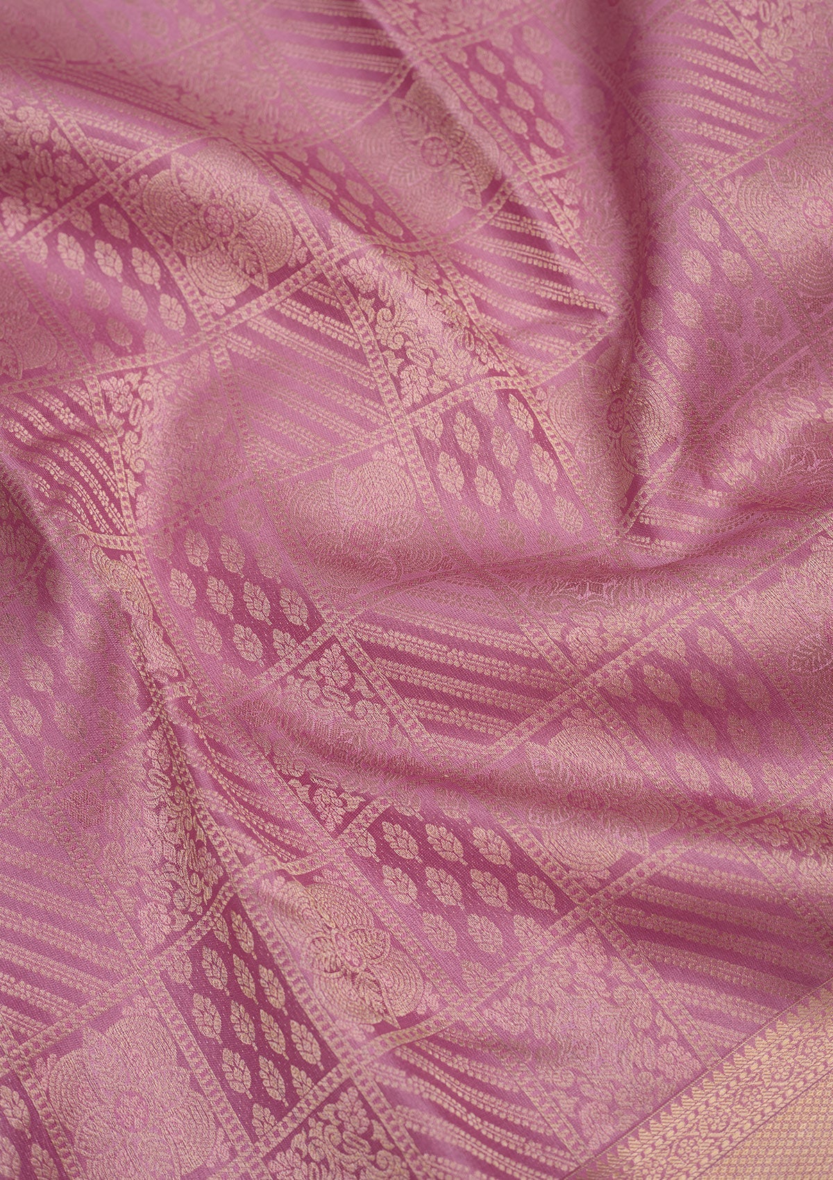 Mauve Zariwork Pure Silk Saree-Koskii