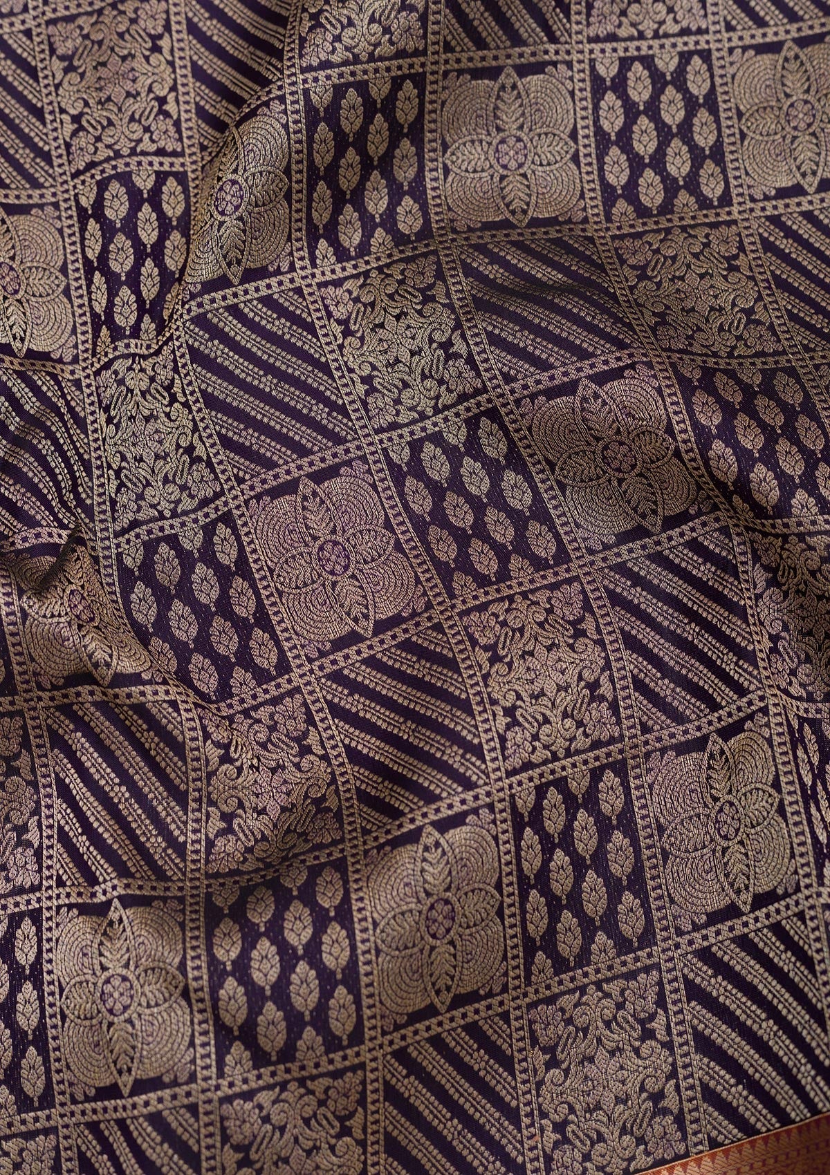 Navy Blue Zariwork Pure Silk Saree-Koskii