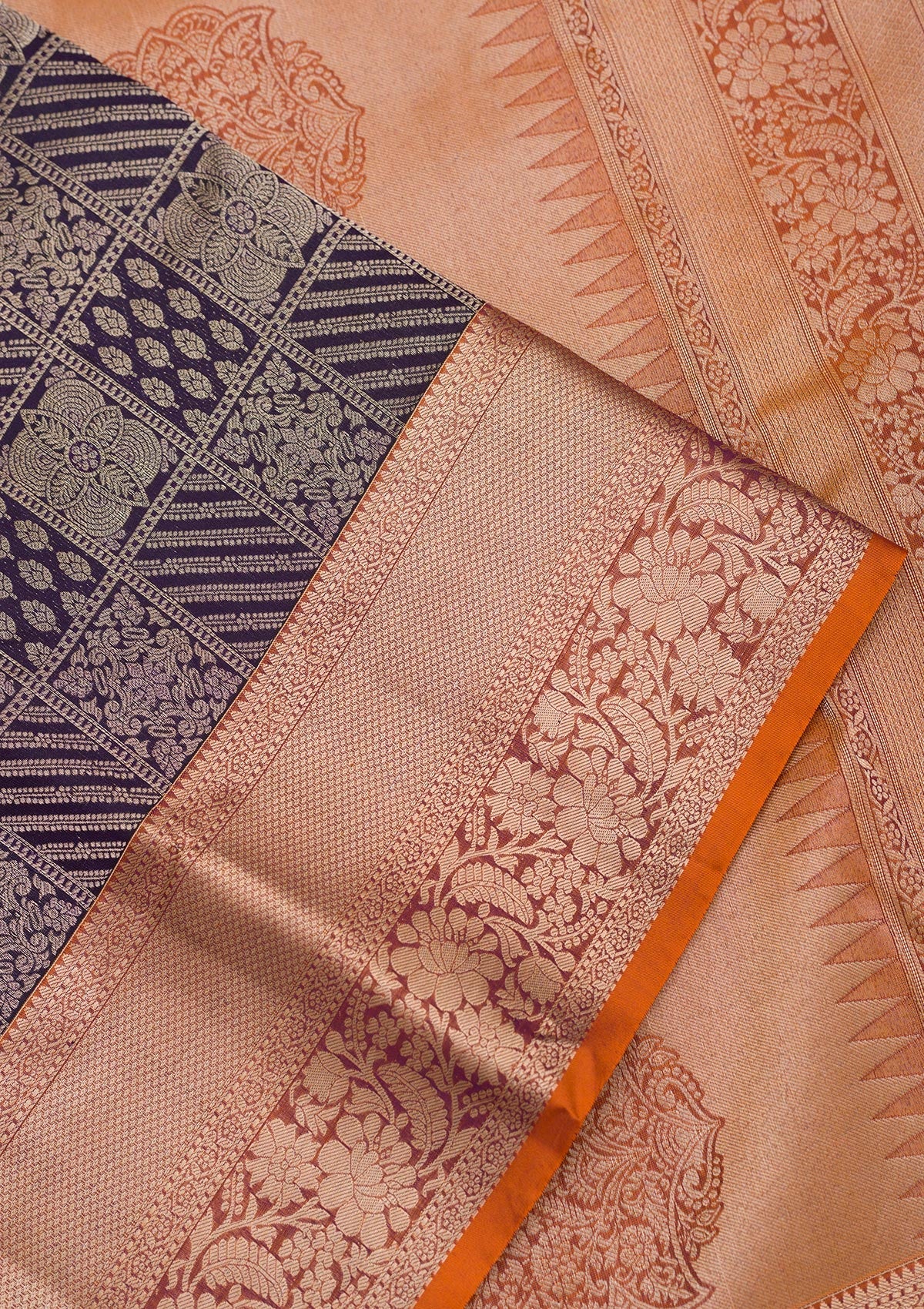 Navy Blue Zariwork Pure Silk Saree-Koskii