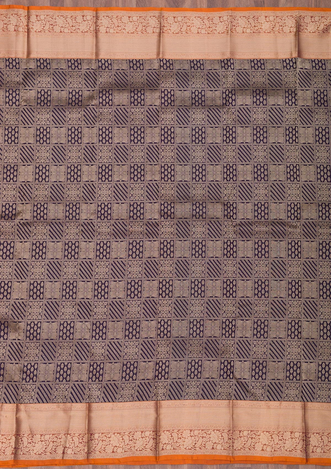 Navy Blue Zariwork Pure Silk Saree-Koskii