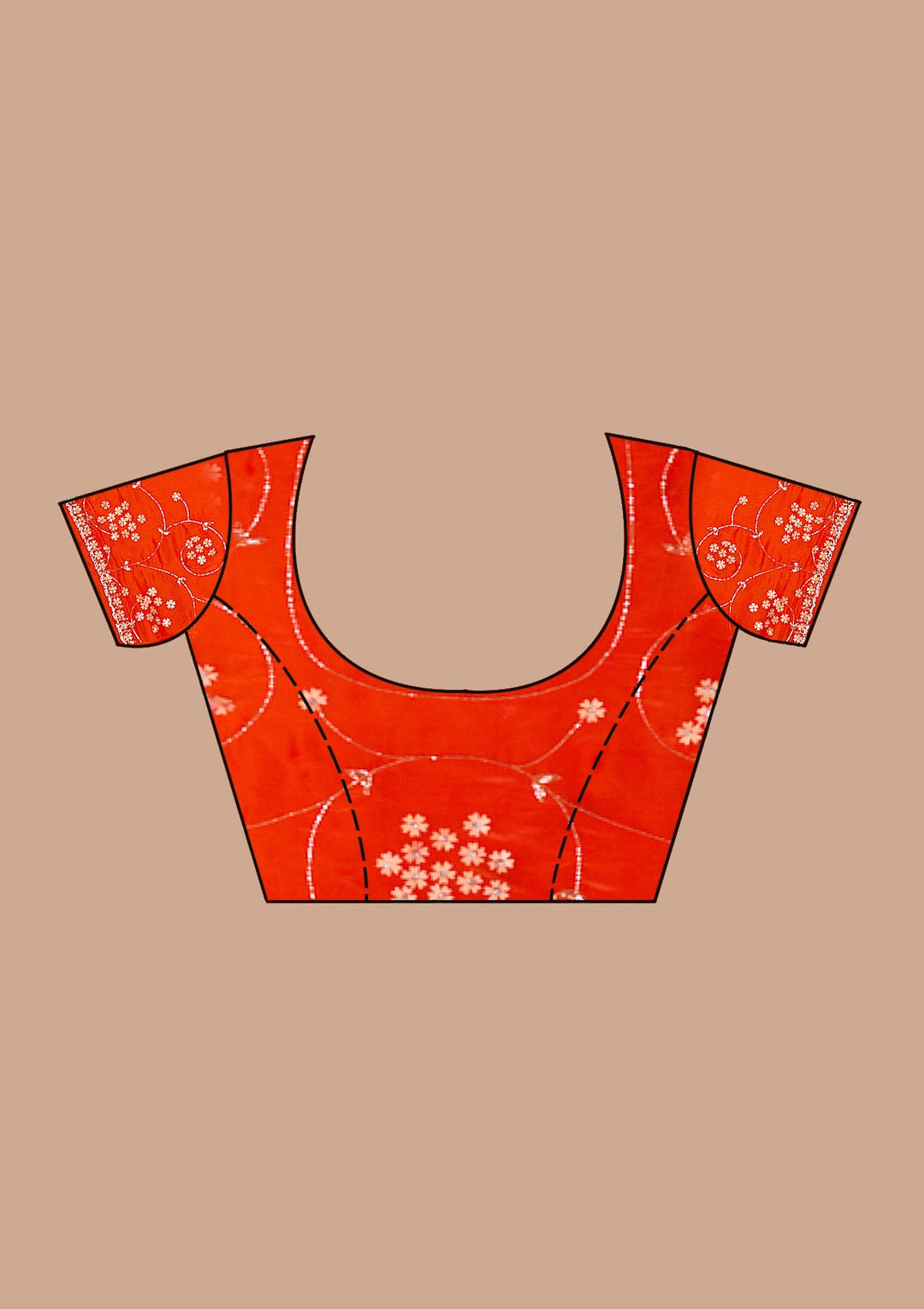 Orange Stonework Chiffon Saree_koskii