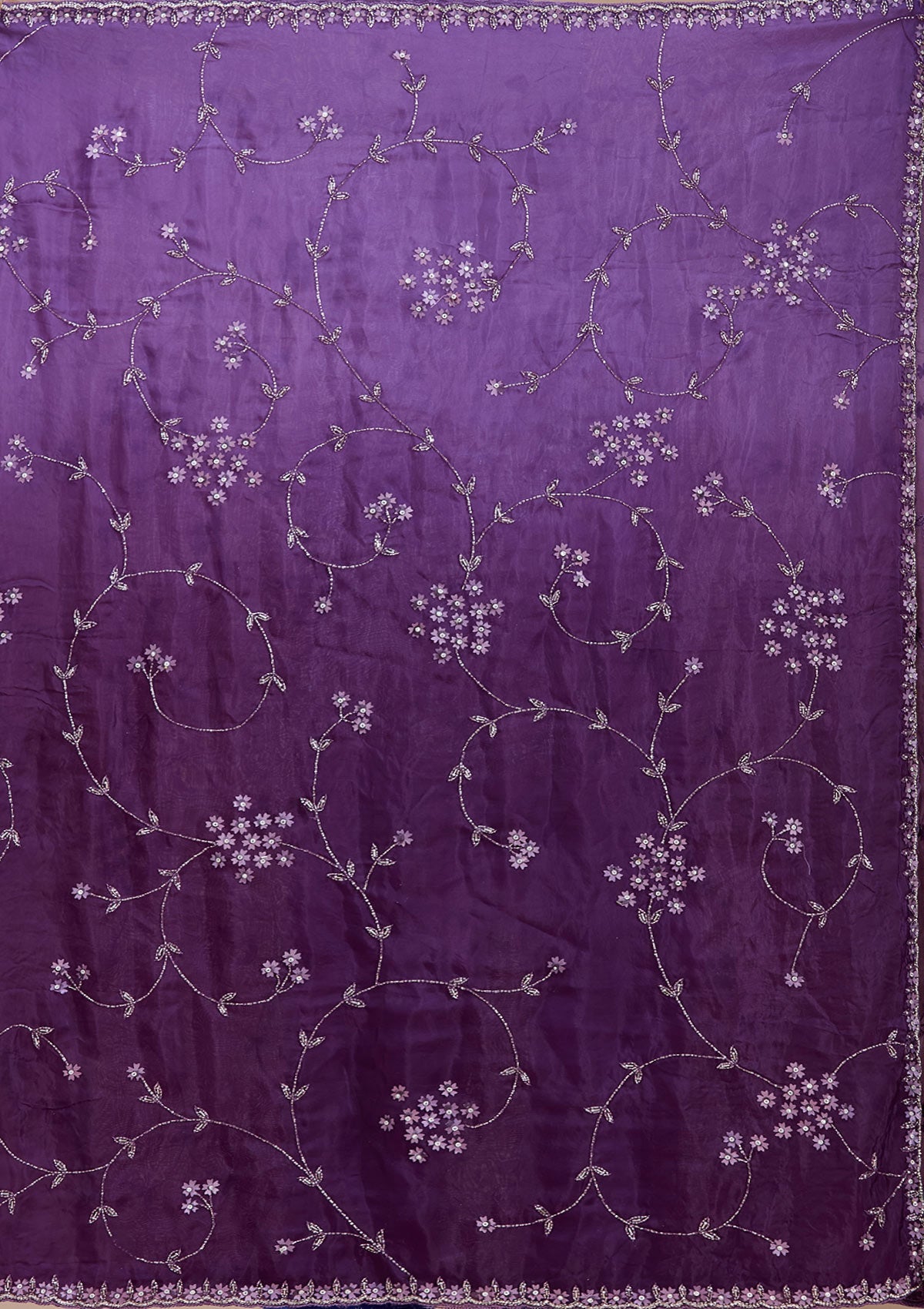 Purple Stonework Chiffon Saree-koskii