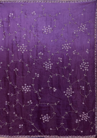 Purple Stonework Chiffon Saree-koskii